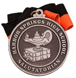  HARBOR SPRINGS SILVER MEDAL 3” Spin Cast Silver Medal, Regular Loop, Stock Ribbon 