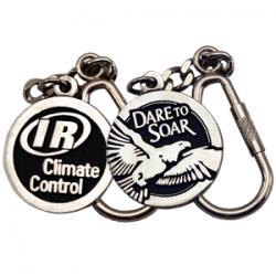  1” DIE STRUCK SHINY SILVER KEYCHAIN ENAMEL FILL 