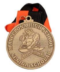  MANCELONA MEDAL 3” Spin Cast Gold Medal, Regular Loop, Stock Ribbon 
