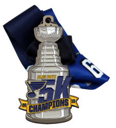 2" Die Struck Shiny Silver Medal, Regular Loop, Enamel Fill, Custom 34" x 1 1/2" Ribbon