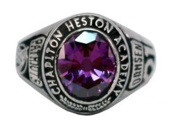 CHAPLTON HIGH SCHOOL RING PURPLE STONE