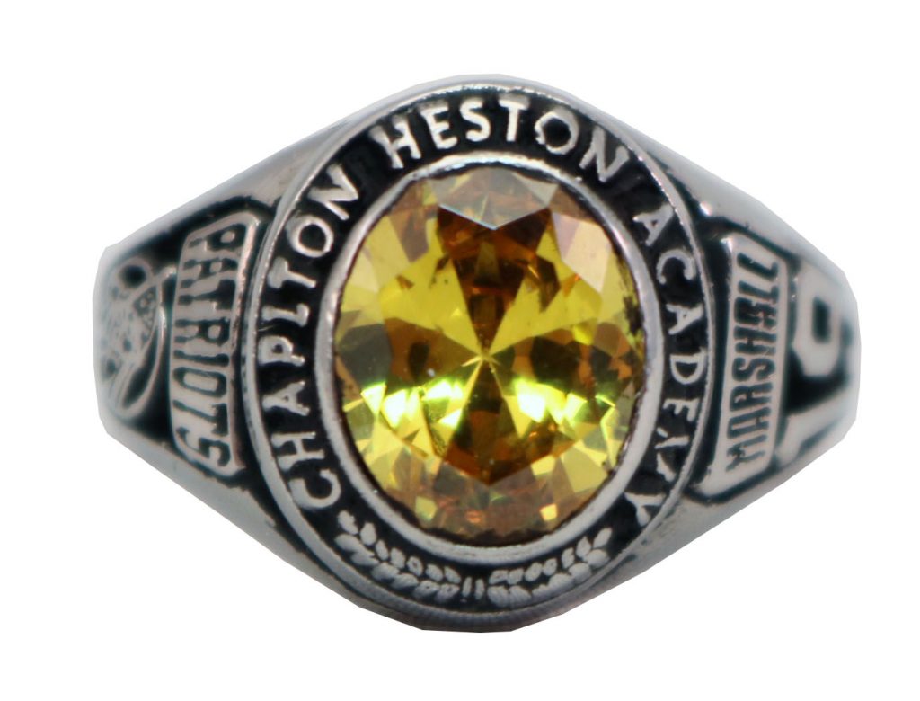 CHAPLTON HIGH SCHOOL RING TOPAZ STONE