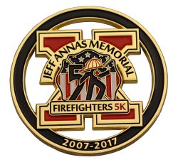 FIREFIGHTER 2” DIE STRUCK SHINY GOLD METAL, METAL ENAMEL FILL, CUTOUTS