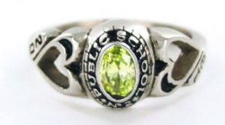 PERIDOT STONE HEART SHANK HIGH SCHOOL RING