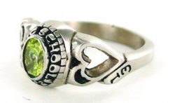 PERIDOT STONE HEART SHANK HIGH SCHOOL RING