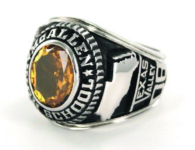 HIGH SCHOOL RING WITH YELLOW STONE