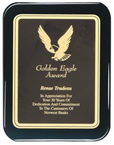 Golden Eagle Bank Award Plaque