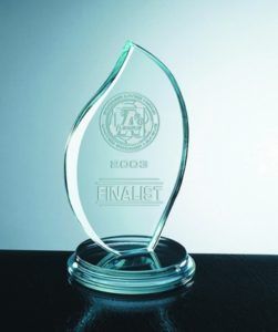 glass tear shaped award