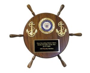 Navy Wheel Laser Engraved Wood Plaque