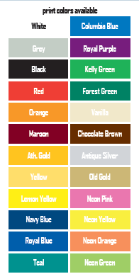 screen print colors available