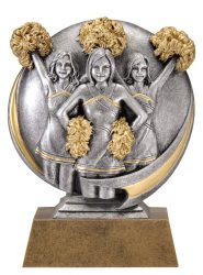 SILVER AND GOLD CHEERLEADING TROPHY