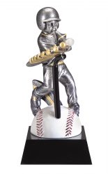 silver and gold baseball trophy