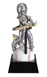 silver and gold baseball trophy