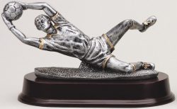 silver and gold soccer trophy