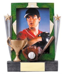 baseball trophy with picture frame