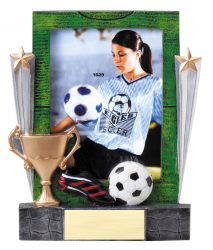 soccer award trophy with picture frame