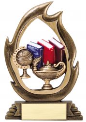 custom gold Academic Award with books and globe
