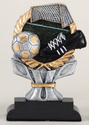 silver and gold soccer trophy