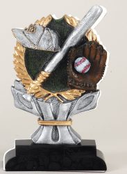 silver and gold baseball trophy